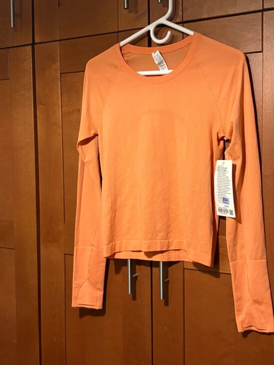 lululemon athletica Tops - NWT Lululemon Swiftly Tech LS Shirt 2.0 *Race Sz 6 Coral Orange $86
